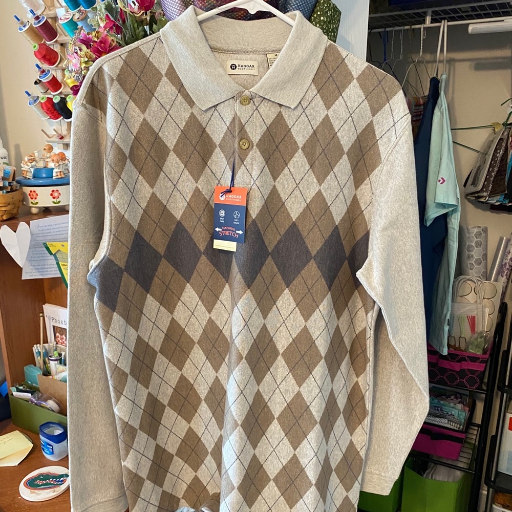 3 for $10 Men’s Haggar argyle LS shirt size M. NWT